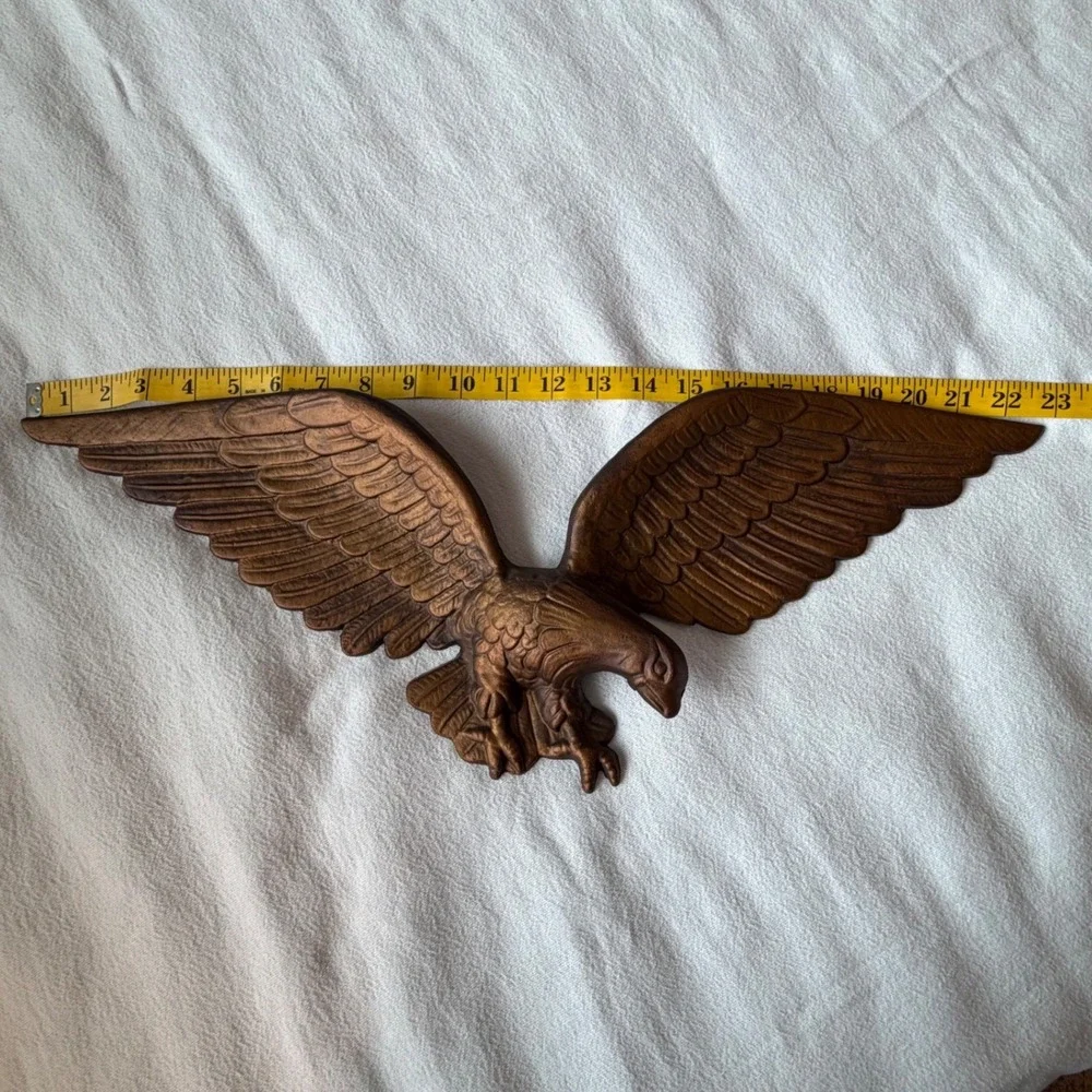 Vintage Royal Cast Metal Eagle Wall Hanging Plaque Bronze Tone 23 Inch Americana